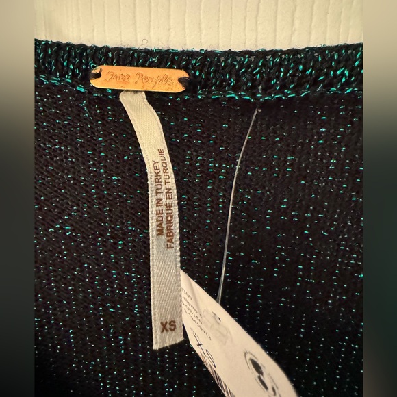 Free People Green EMMALINE METALLIC CARDIGAN IN ALPINE COMBO Women’s Size XS - Picture 8 of 12